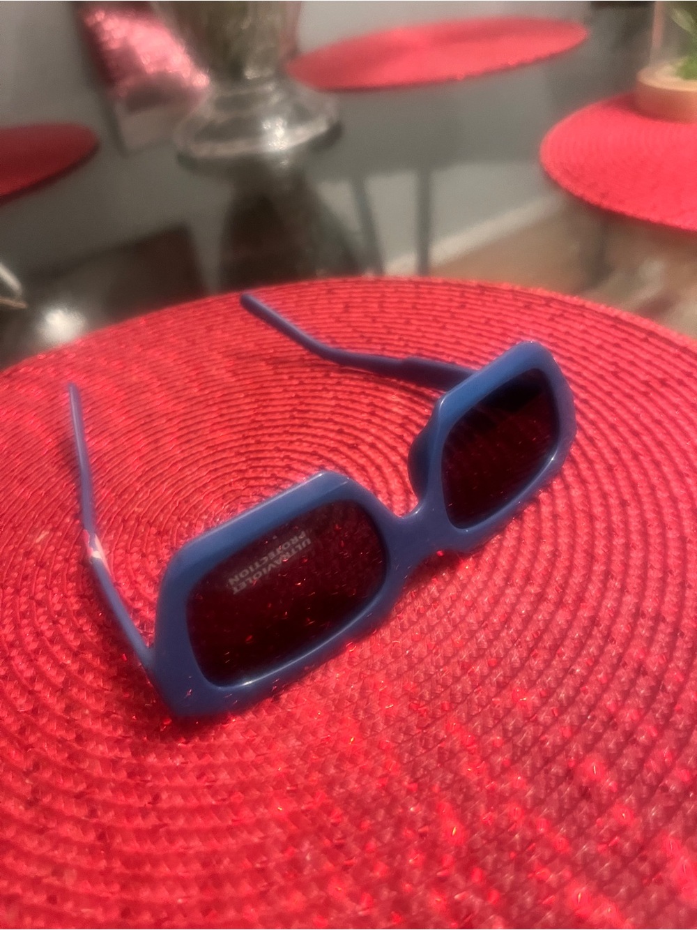 Bold Blue Rectangular Sunglasses - Picture 2 of 2